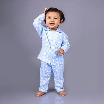 Childrens Night Dress – Sky Blue with Octopus Print